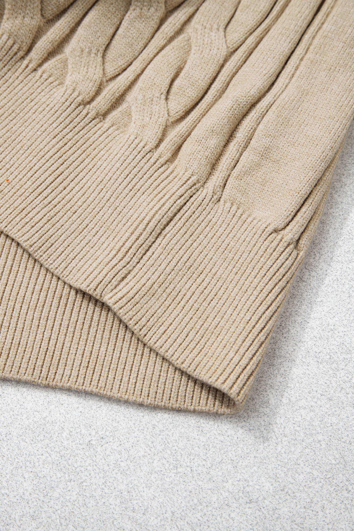 Parchment Oversized Cable Knit Long Sleeve Round Neck Tunic Length Plus Size Sweater