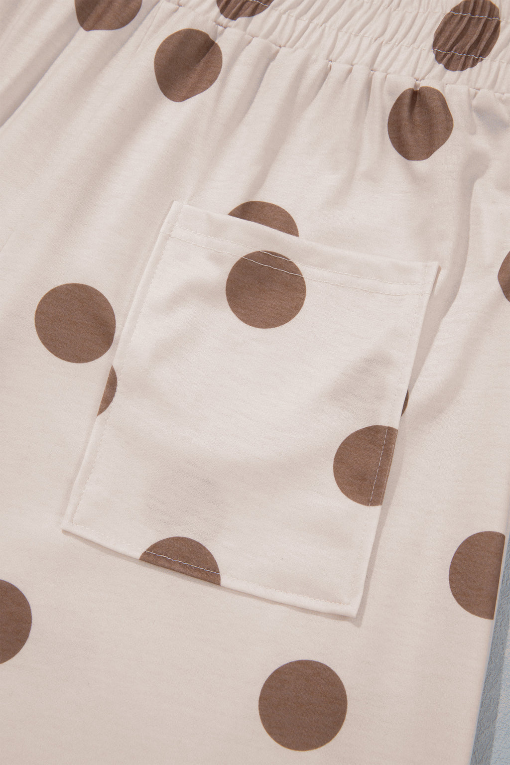 Khaki Polka Dot Wide Leg Elastic Waist Casual Pants