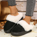 Plush Cuff Suede Slippers