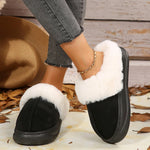 Plush Cuff Suede Slippers