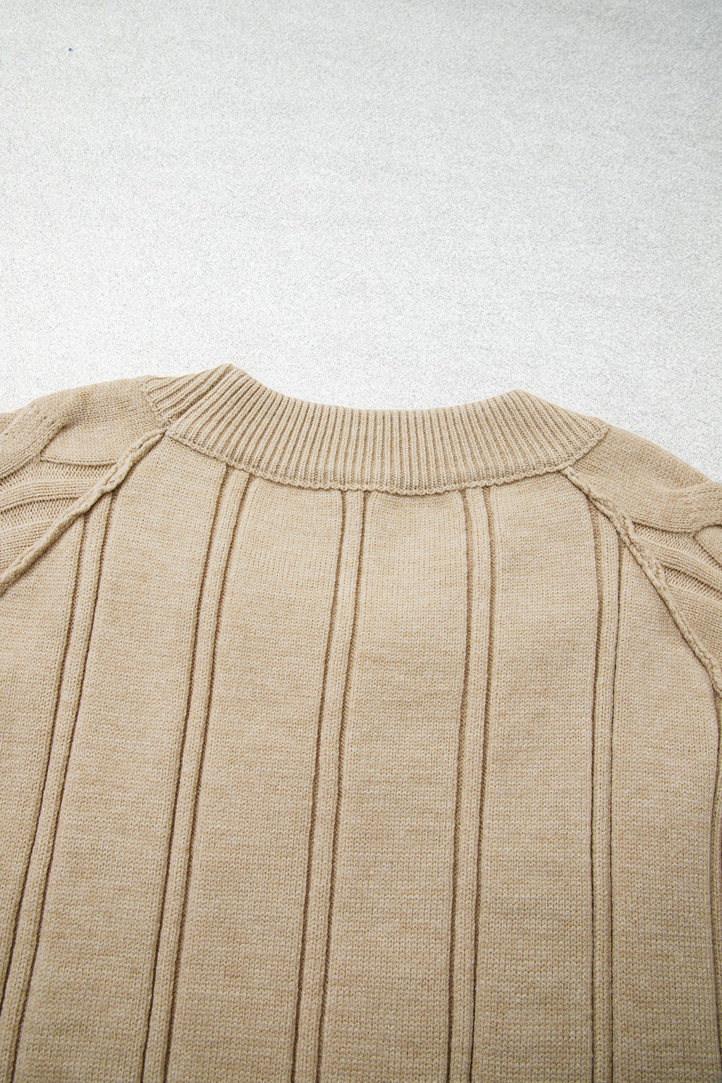Parchment Oversized Cable Knit Long Sleeve Round Neck Tunic Length Plus Size Sweater