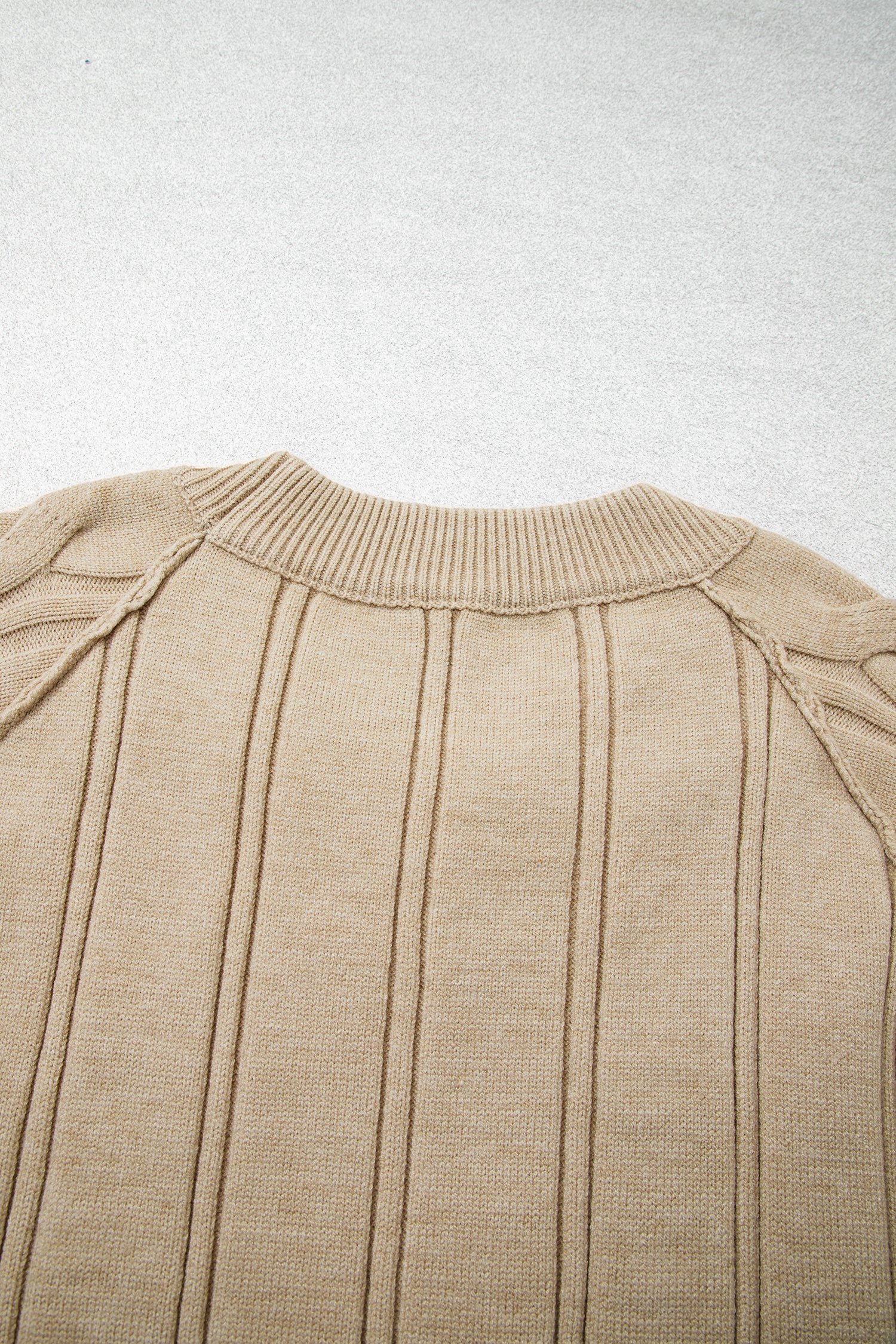 Parchment Oversized Cable Knit Long Sleeve Round Neck Tunic Length Plus Size Sweater