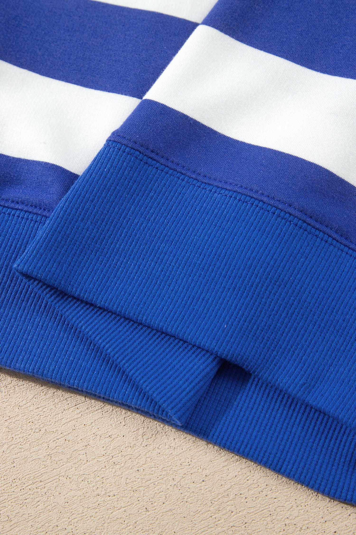 Brown Stripe Colorblock Mock Neck Relaxed Sweatshirt