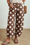 Brown Polka Dot Ankle-Length Barrel Jeans