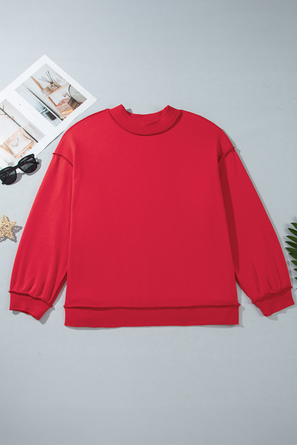 Bright Pink Exposed Seam Detail Reversible Double Wear Plus Size Sweatshirt