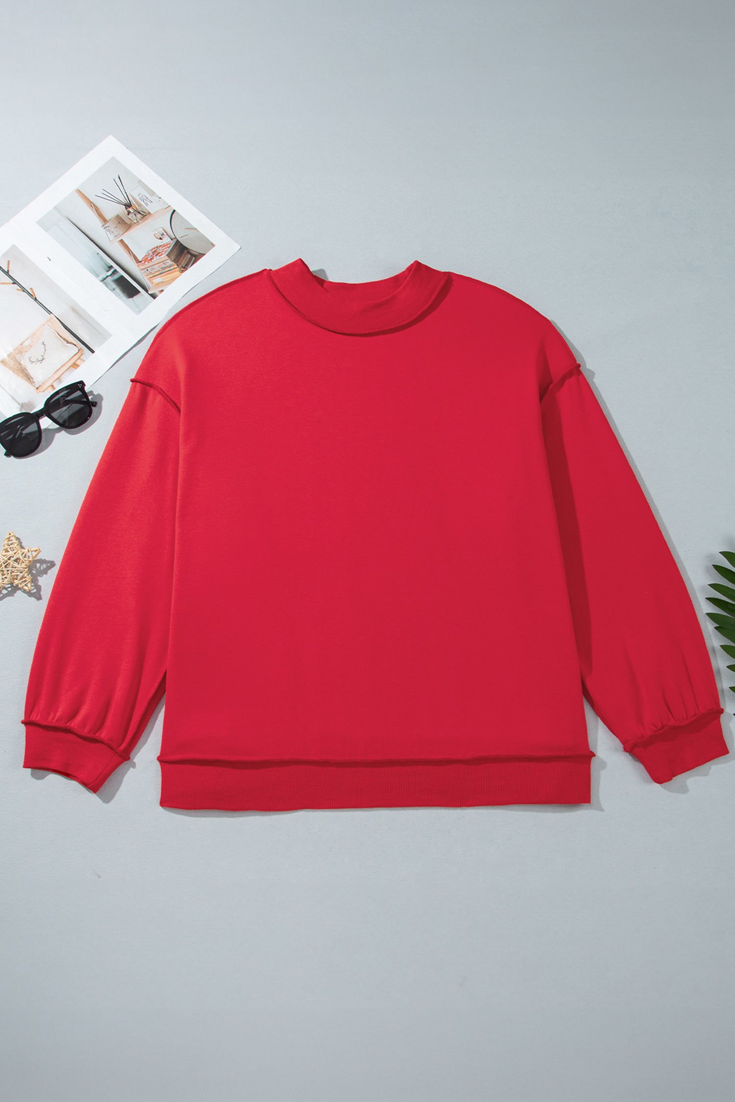 Bright Pink Exposed Seam Detail Reversible Double Wear Plus Size Sweatshirt