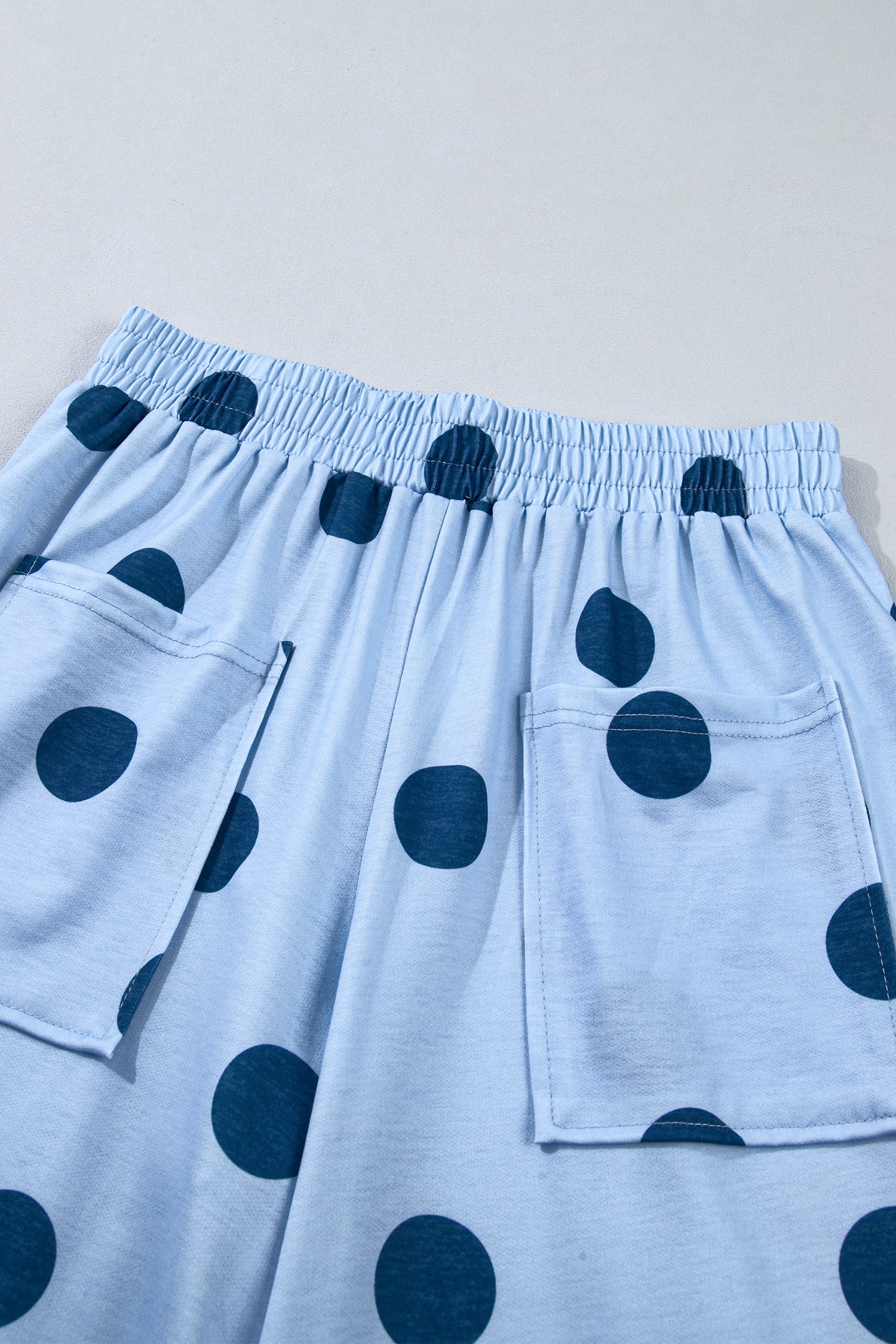 Khaki Polka Dot Wide Leg Elastic Waist Casual Pants