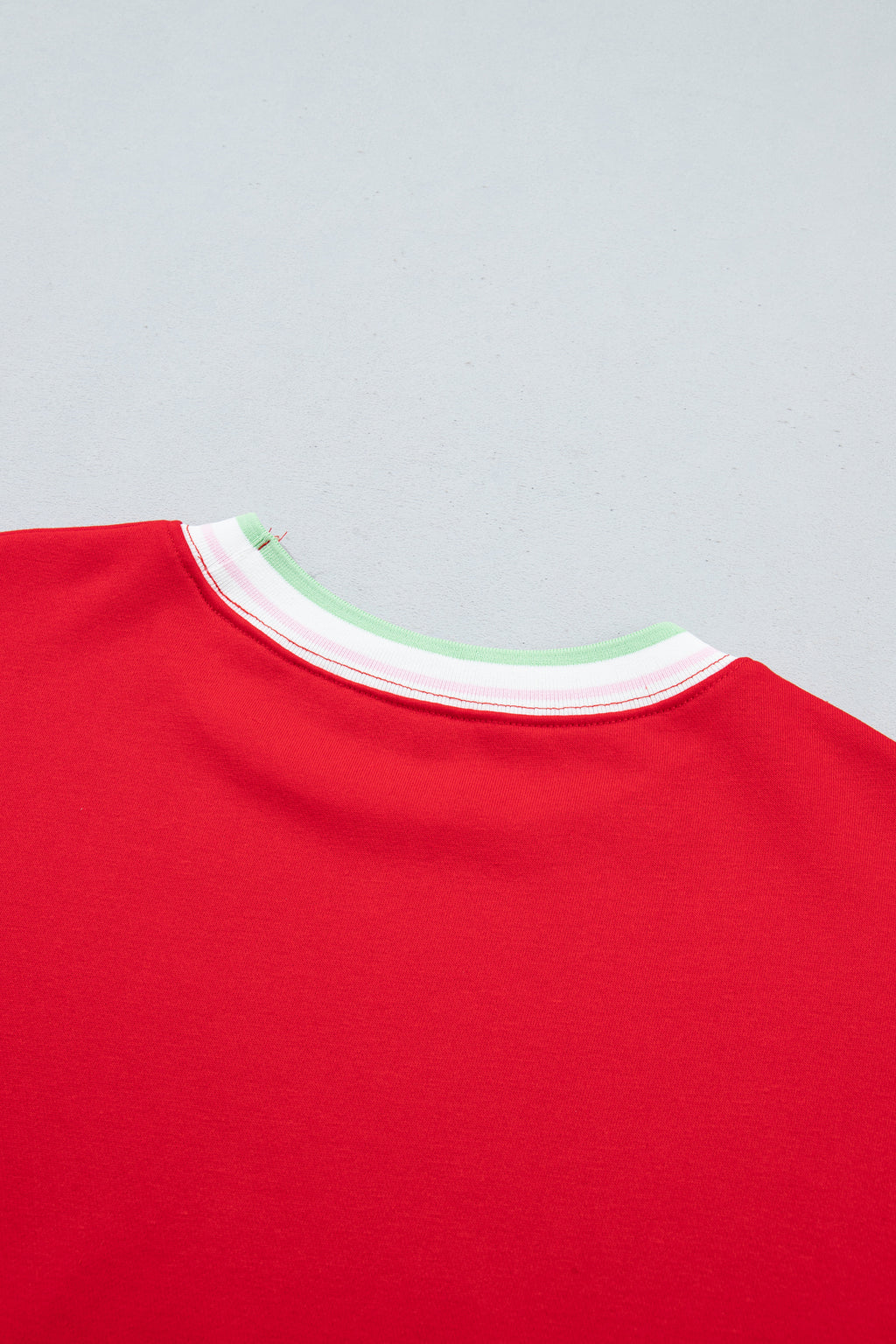 Racing Red Contrast Striped Trim Baggy Pullover Sweatshirt