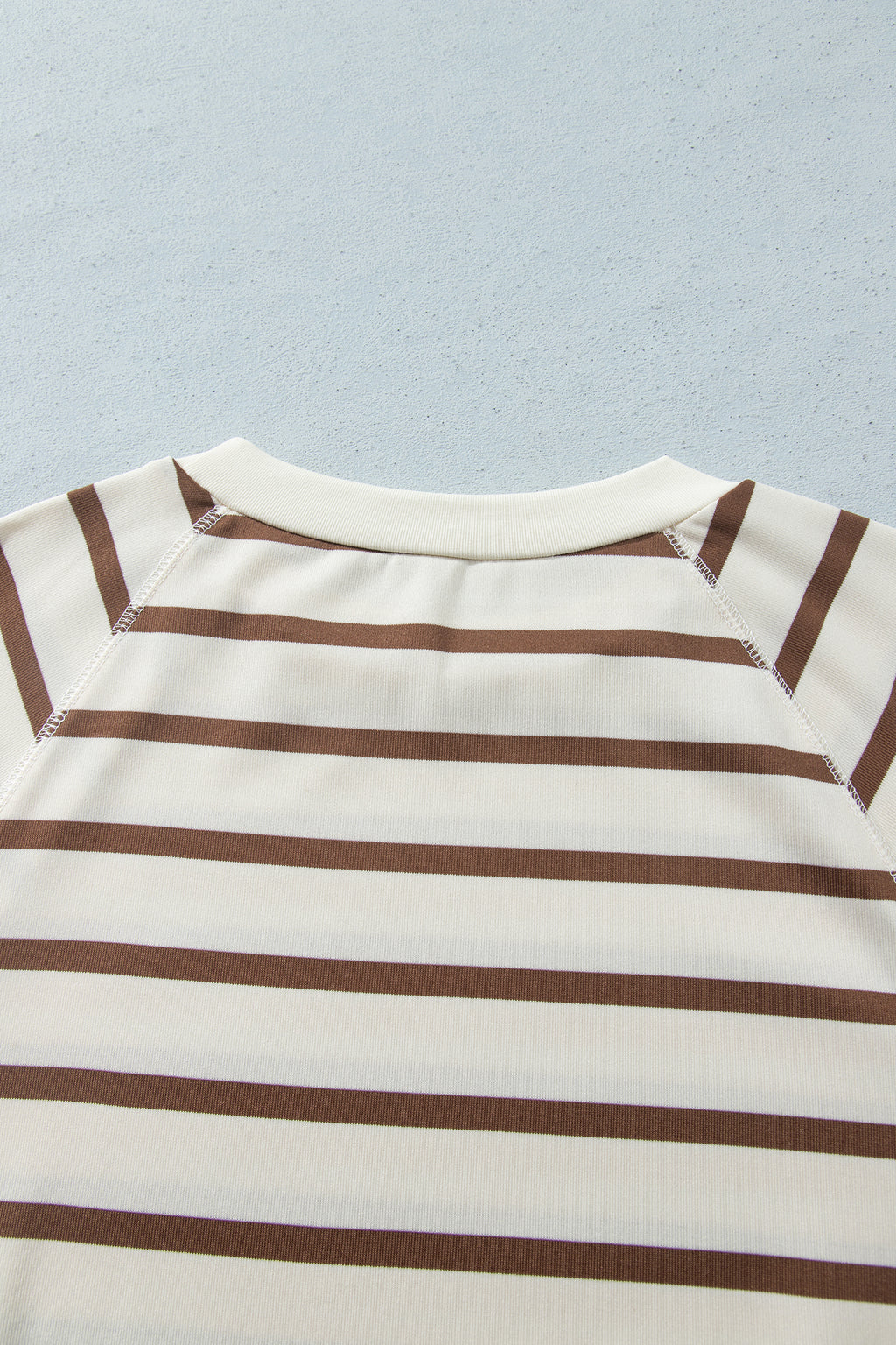Khaki Stripe Relaxed Long Sleeve Top Color Block Detail Drawstring Pant Set