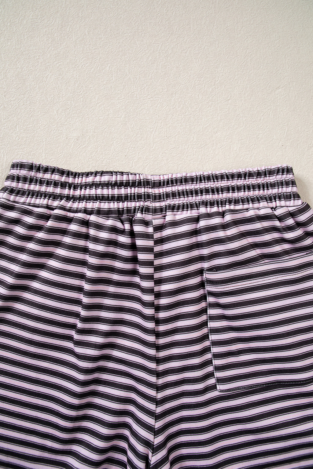 Brown Stripe Long Sleeve Oversized Top Pocketed Casual Shorts Two Piece Set
