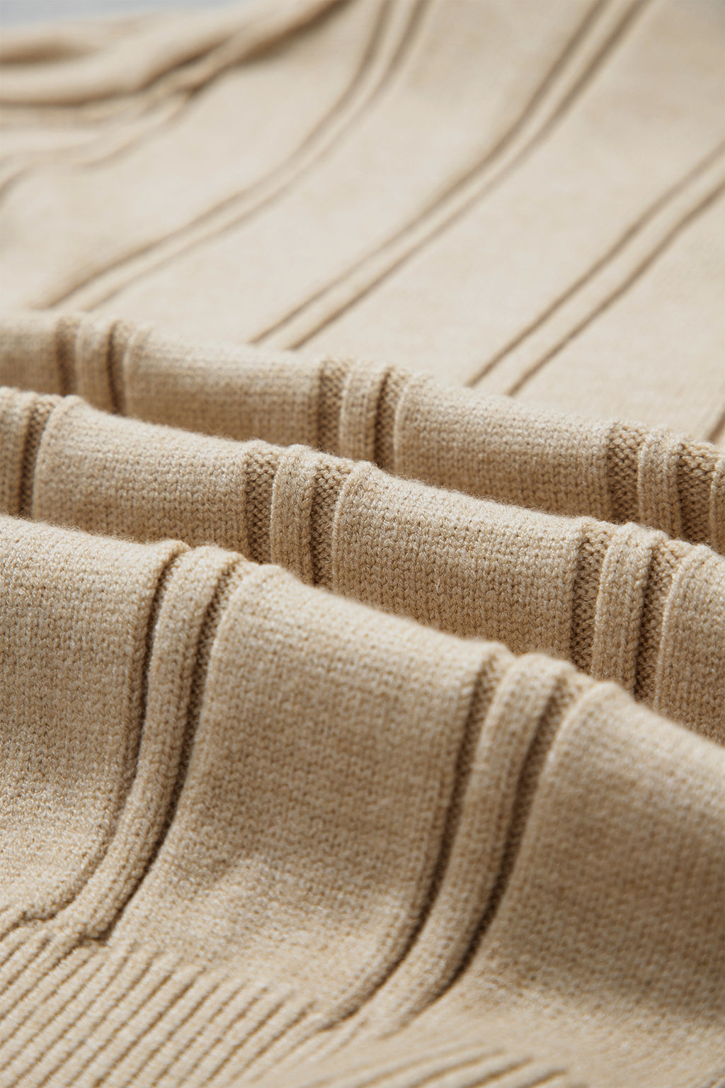 Parchment Oversized Cable Knit Long Sleeve Round Neck Tunic Length Plus Size Sweater