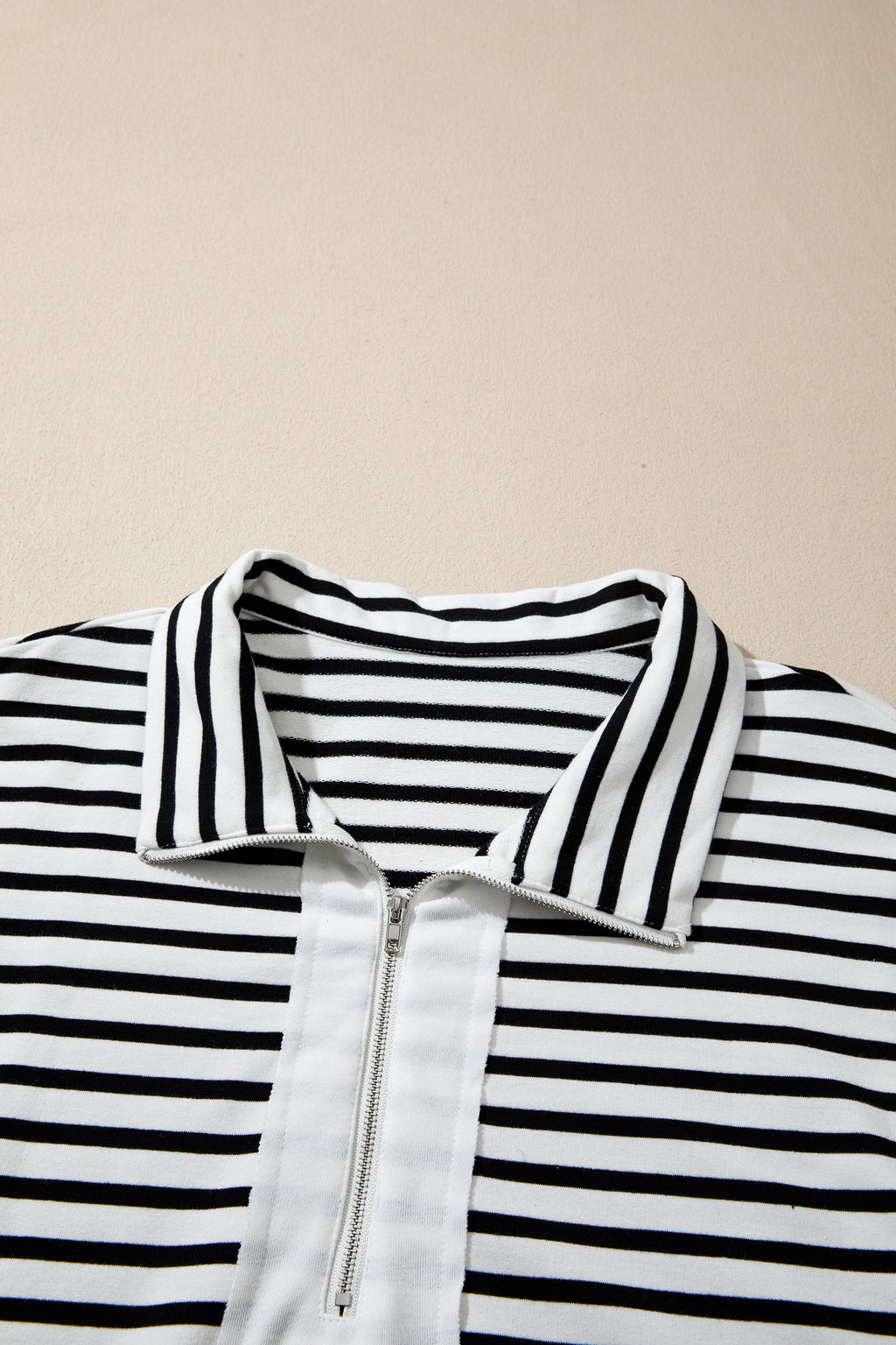 White Stripe Striped Colorblock V Neck Long Sleeve Shift Plus Size Blouse