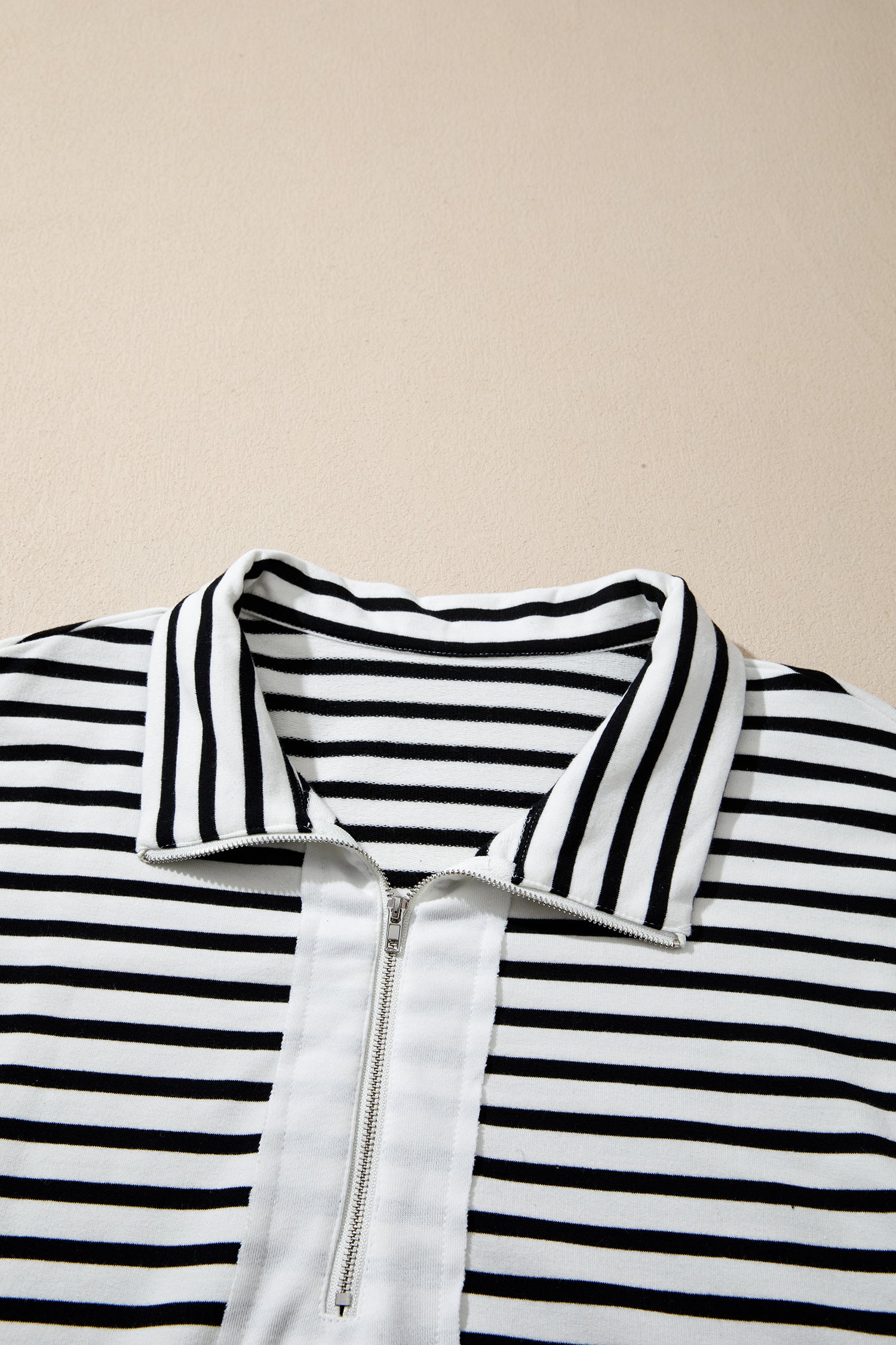 White Stripe Striped Colorblock V Neck Long Sleeve Shift Plus Size Blouse