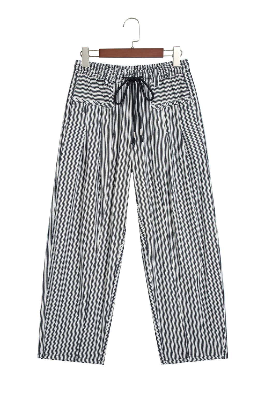 Black Stripe Drawstring Casual Loose Pants