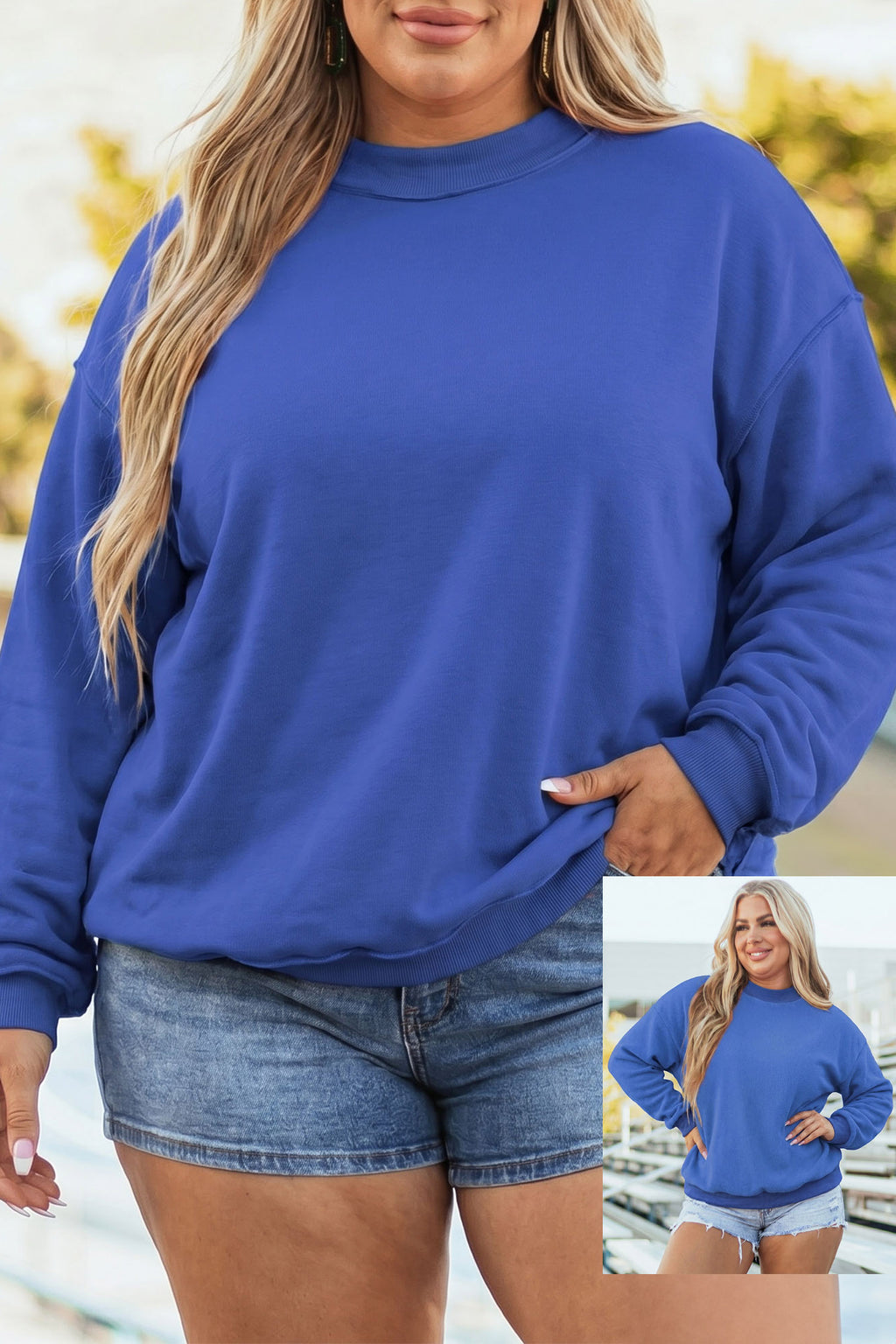 Bright Pink Exposed Seam Detail Reversible Double Wear Plus Size Sweatshirt