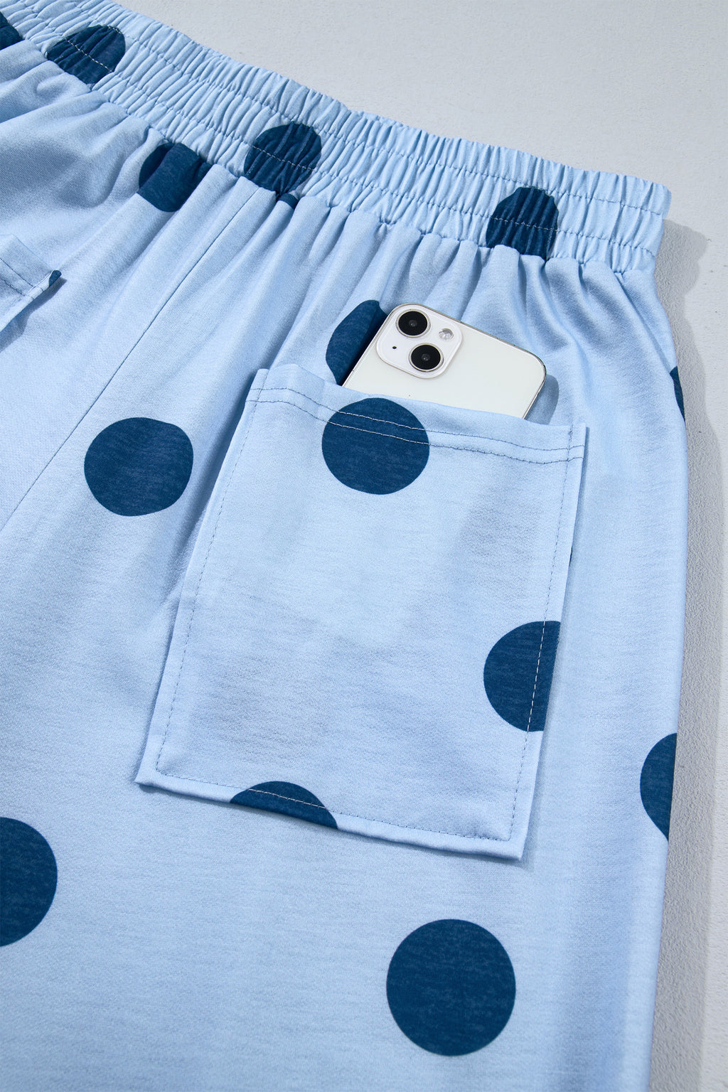 Khaki Polka Dot Wide Leg Elastic Waist Casual Pants