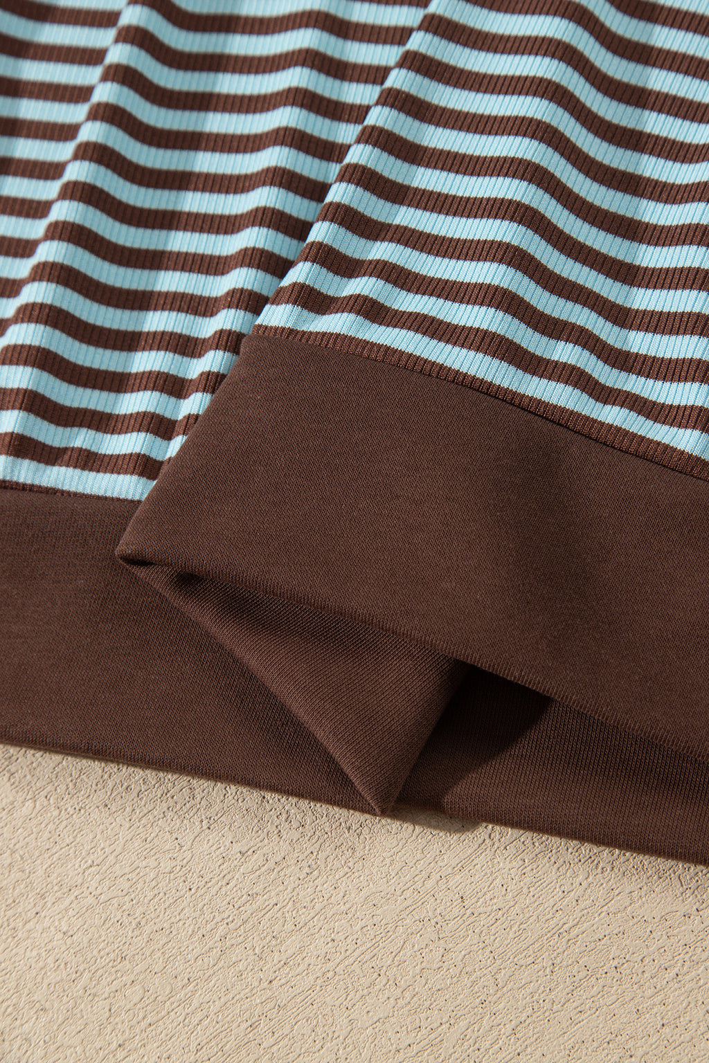 Brown Stripe Drop Shoulder Loose Top and Pants Two Piece Set