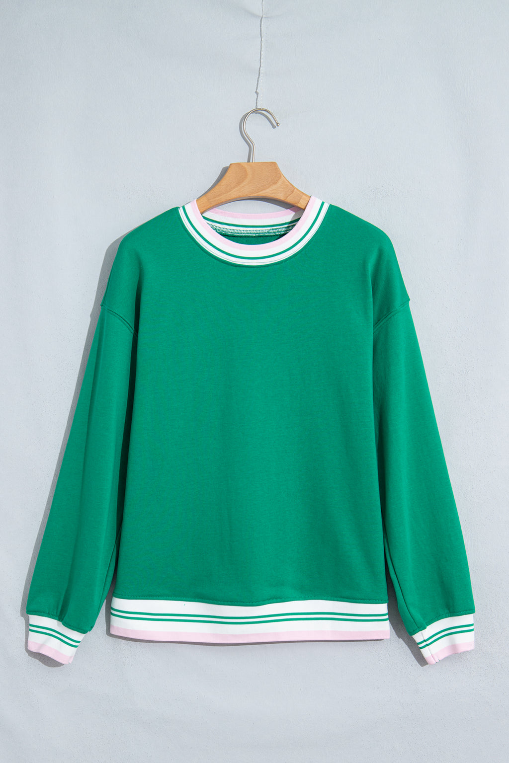 Racing Red Contrast Striped Trim Baggy Pullover Sweatshirt