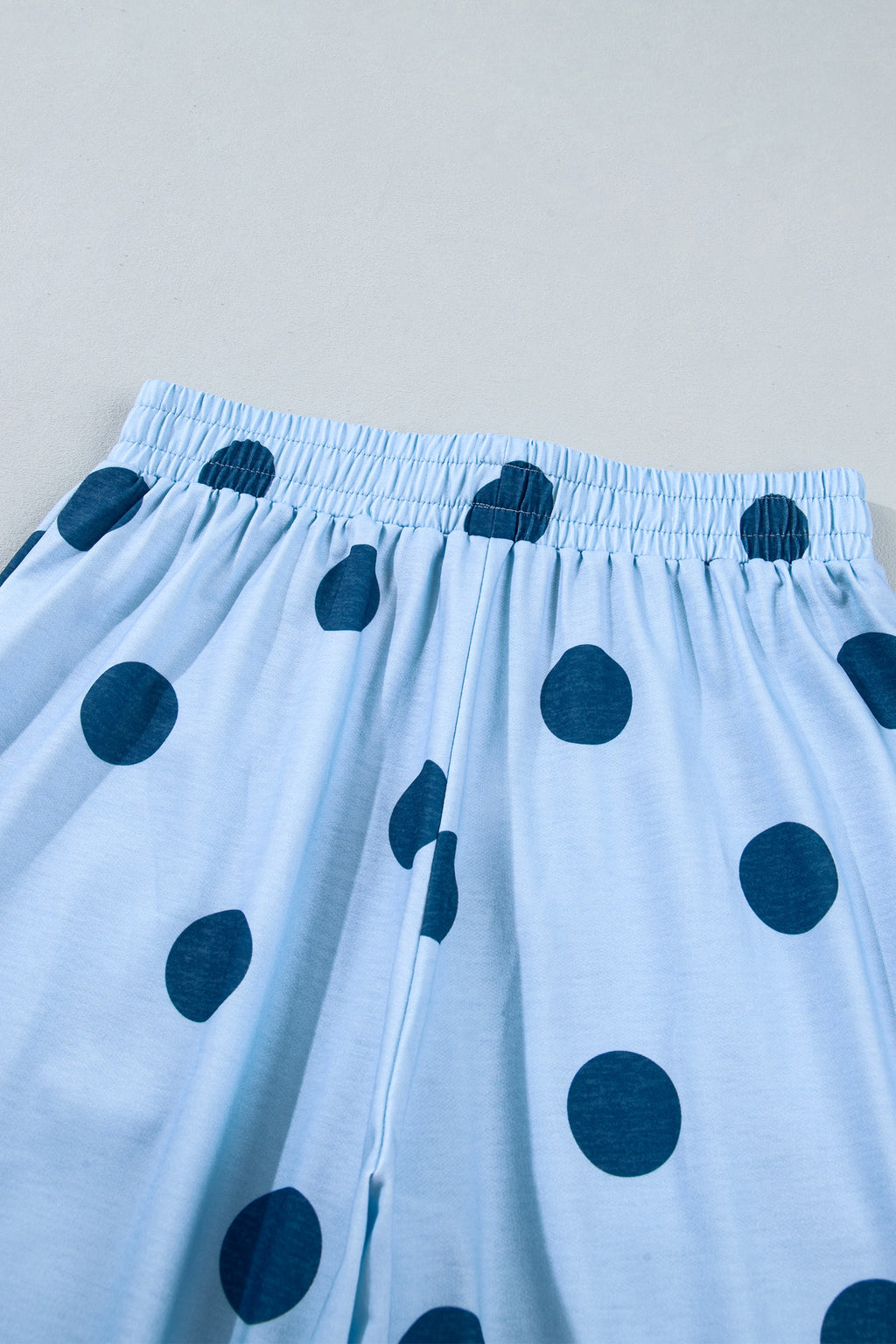 Khaki Polka Dot Wide Leg Elastic Waist Casual Pants