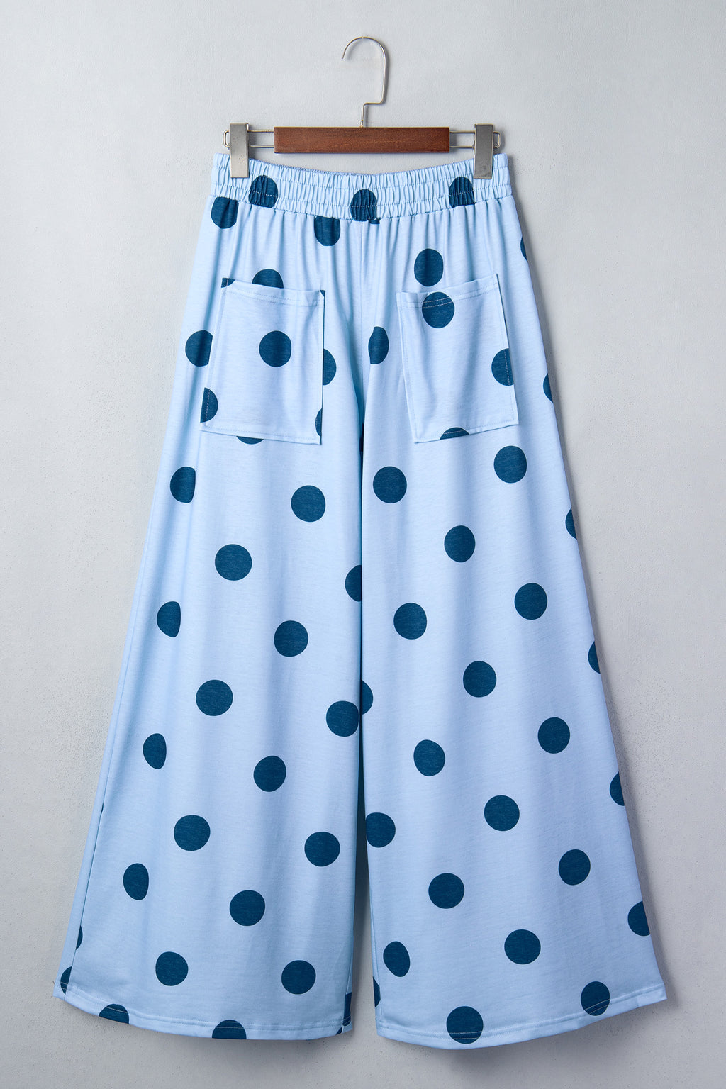 Khaki Polka Dot Wide Leg Elastic Waist Casual Pants
