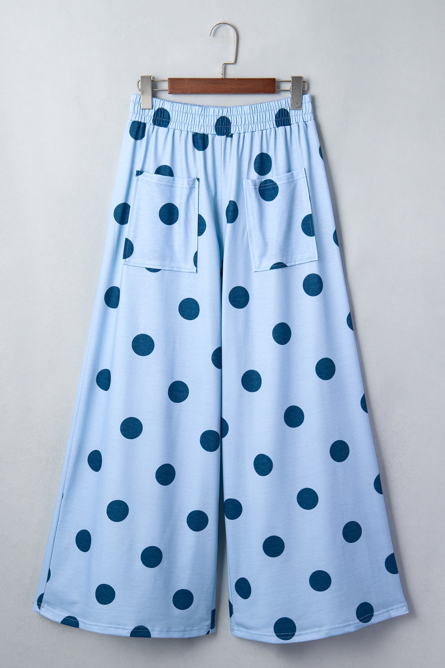 Khaki Polka Dot Wide Leg Elastic Waist Casual Pants