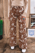 Brown Western Print Casual Shift Jeans