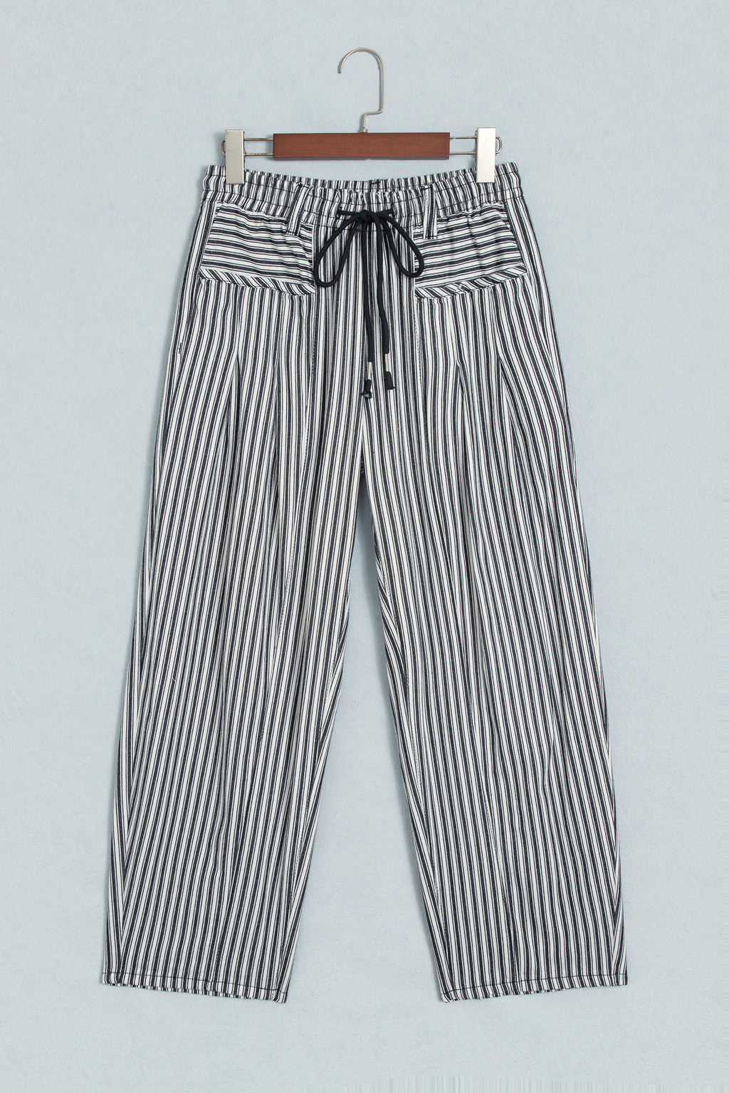 Black Stripe Drawstring Casual Loose Pants