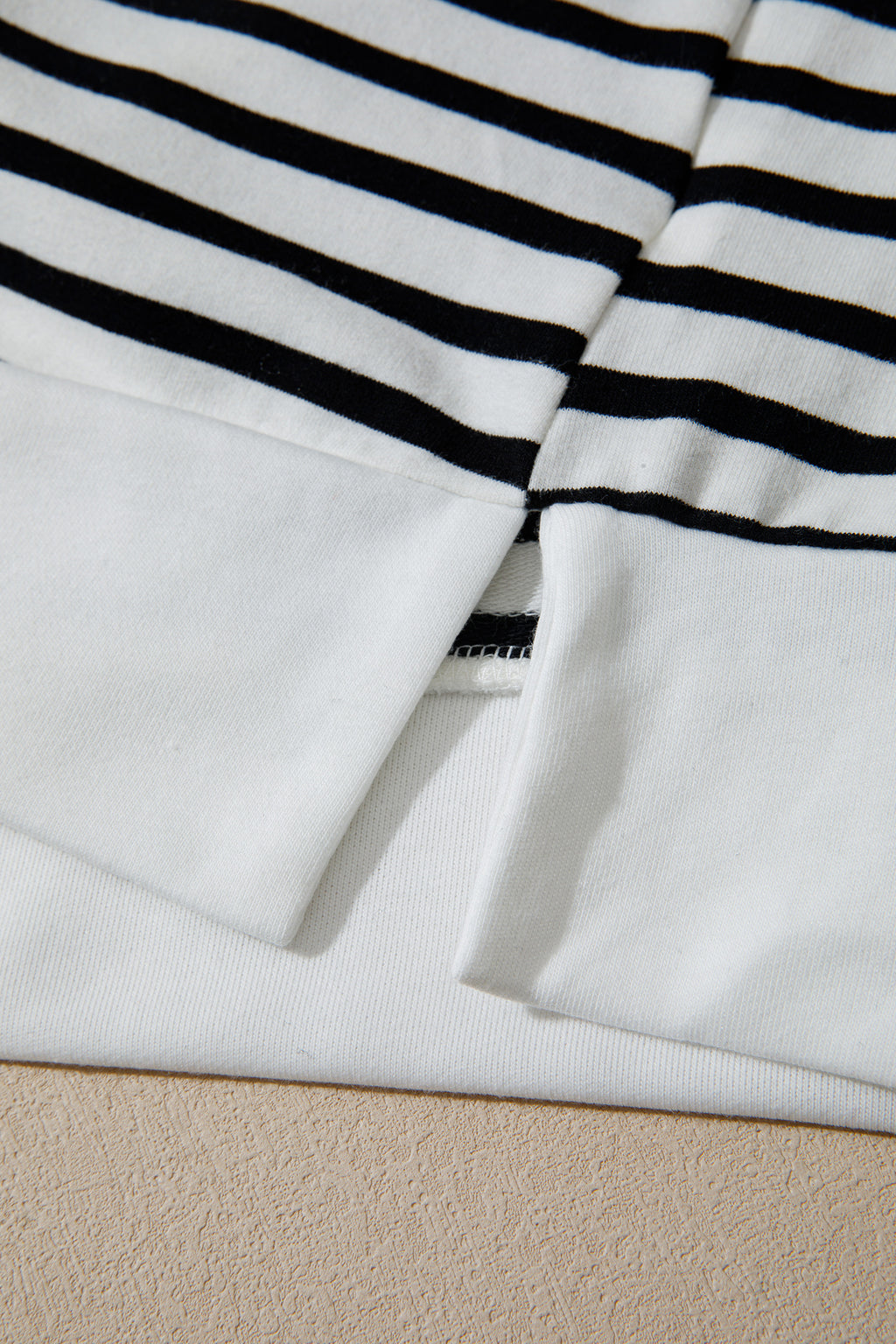 White Stripe Striped Colorblock V Neck Long Sleeve Shift Plus Size Blouse