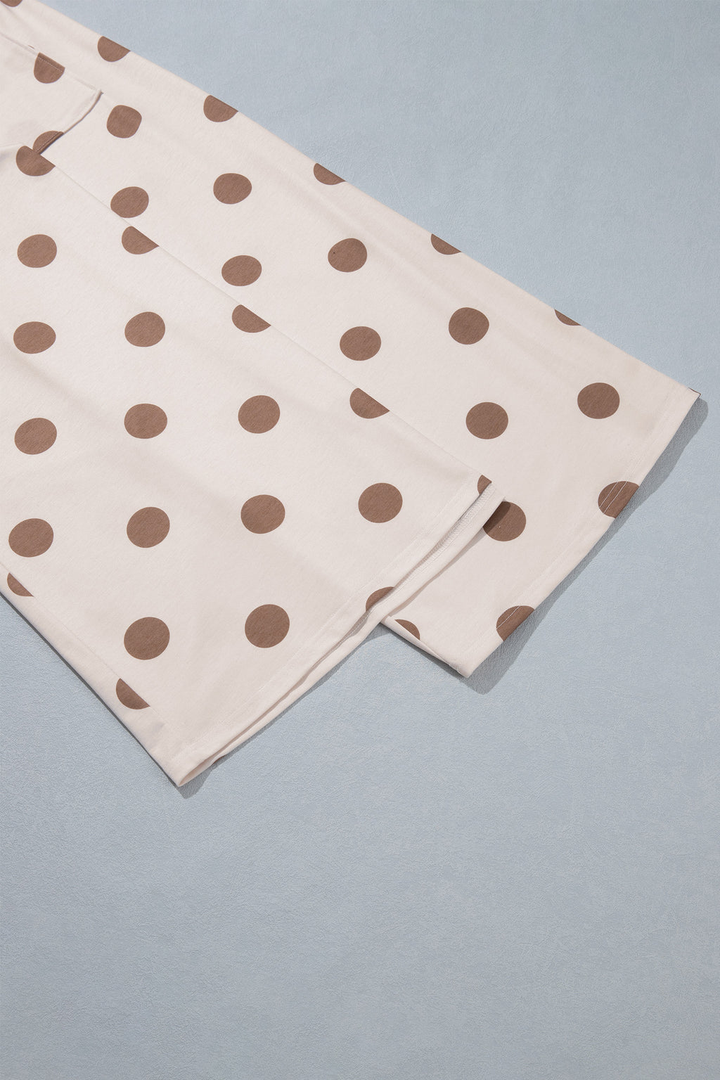 Khaki Polka Dot Wide Leg Elastic Waist Casual Pants