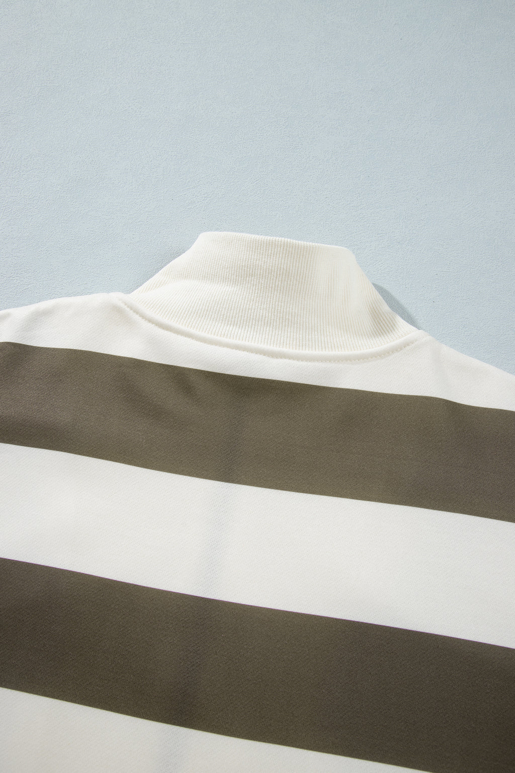 Green Stripe Plus Size Half Zipped Casual Sweatshirt