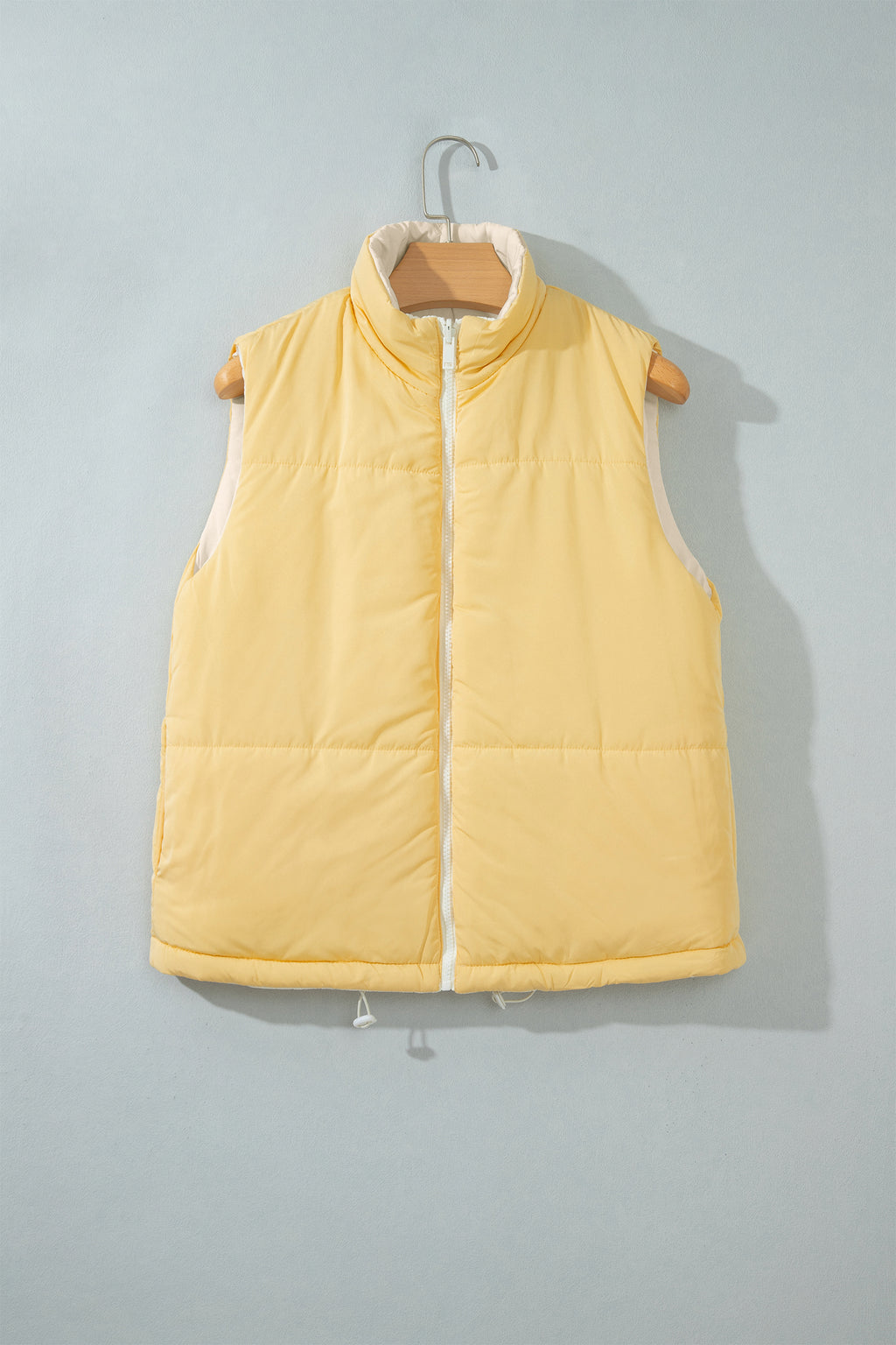 Parchment Reversible Double Wear Contrast Color Stand Neck Zip Pocket Quilted Vest