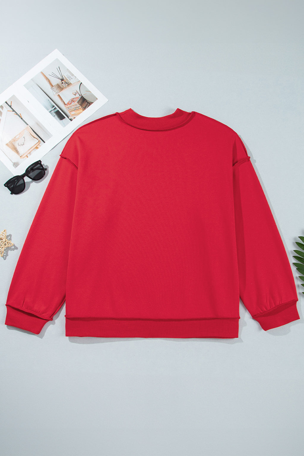 Bright Pink Exposed Seam Detail Reversible Double Wear Plus Size Sweatshirt