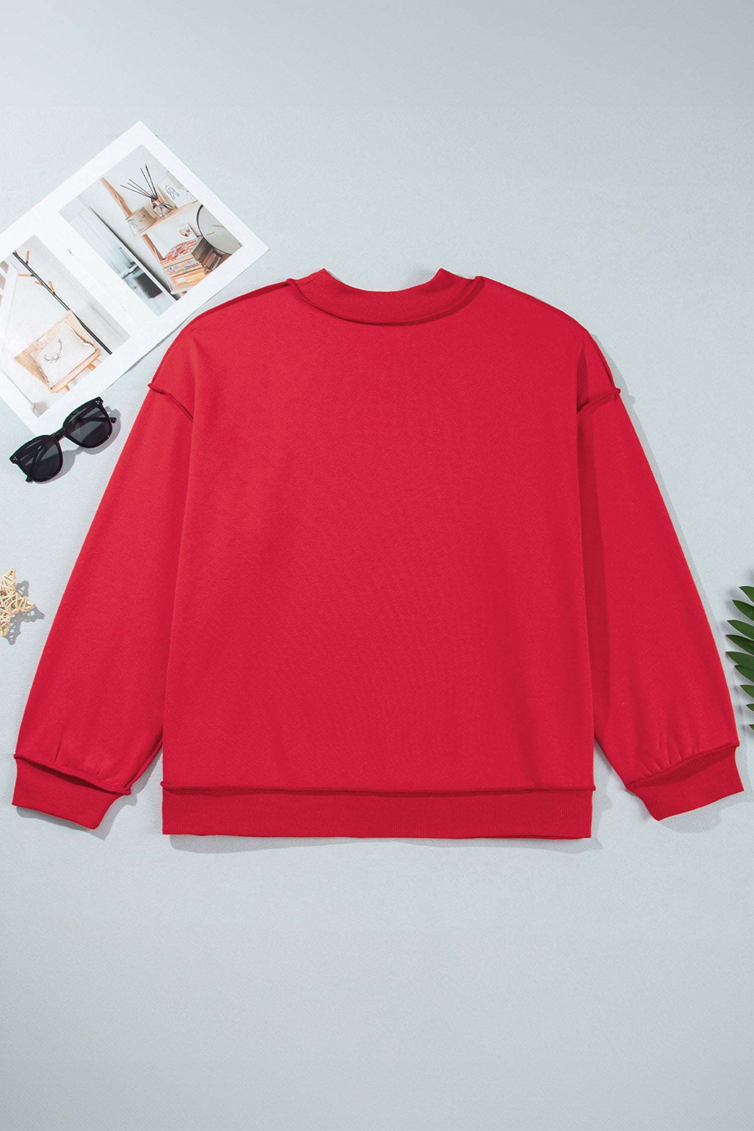 Bright Pink Exposed Seam Detail Reversible Double Wear Plus Size Sweatshirt
