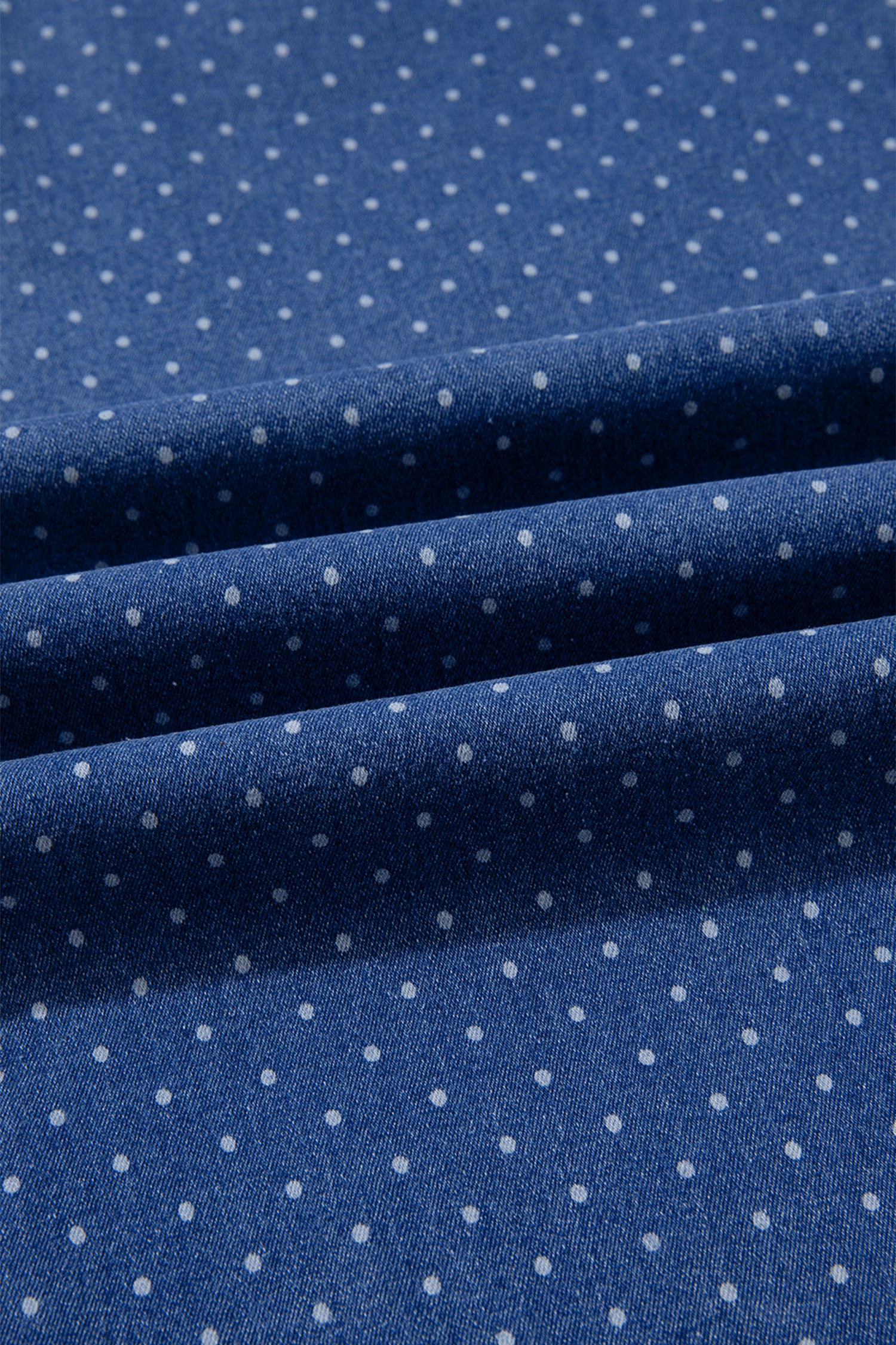 Sky Blue Polka Dot Wide Leg Full Length Shift Silhouette Plus Size Jeans