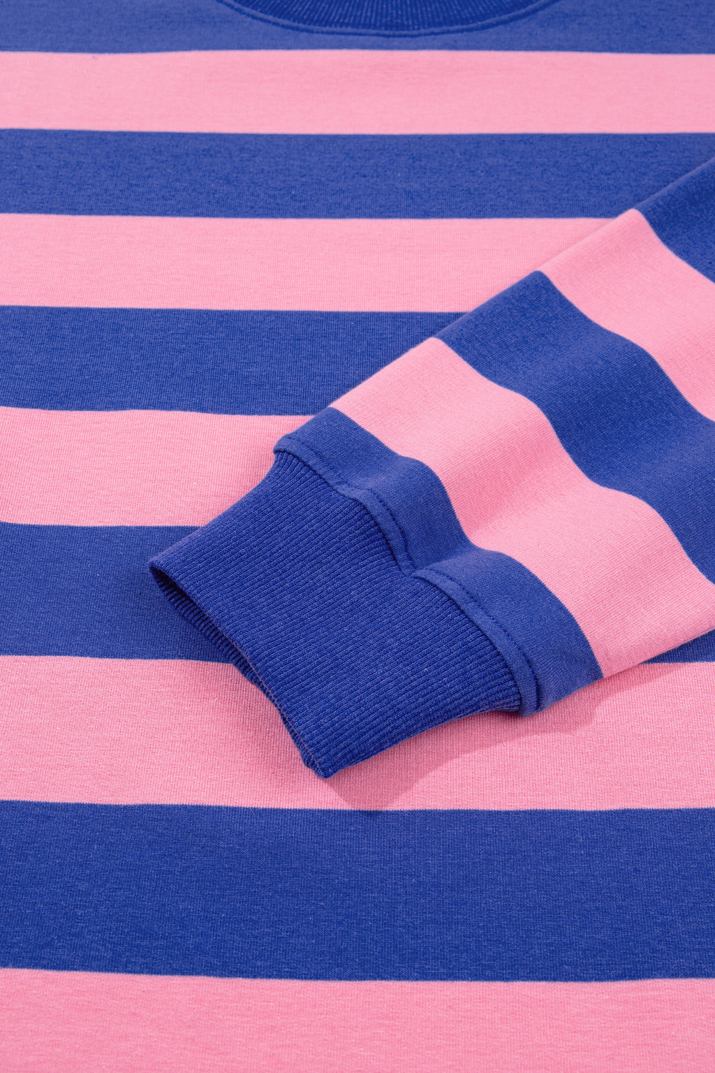 Brown Stripe Colorblock Mock Neck Relaxed Sweatshirt