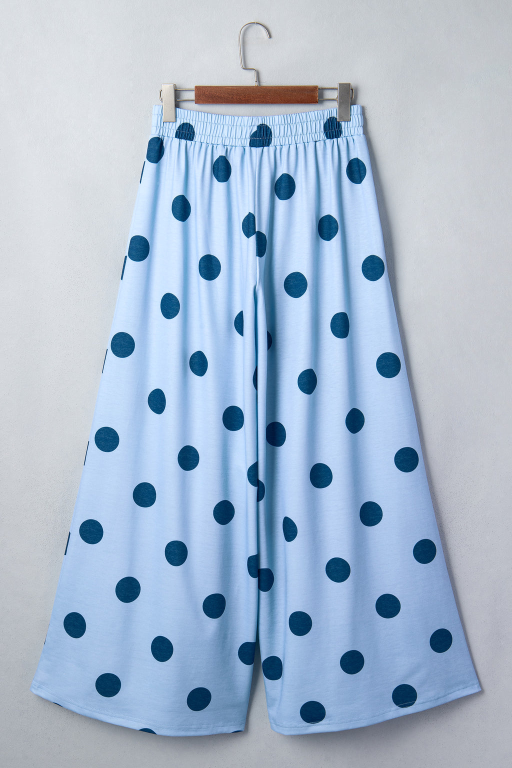 Khaki Polka Dot Wide Leg Elastic Waist Casual Pants