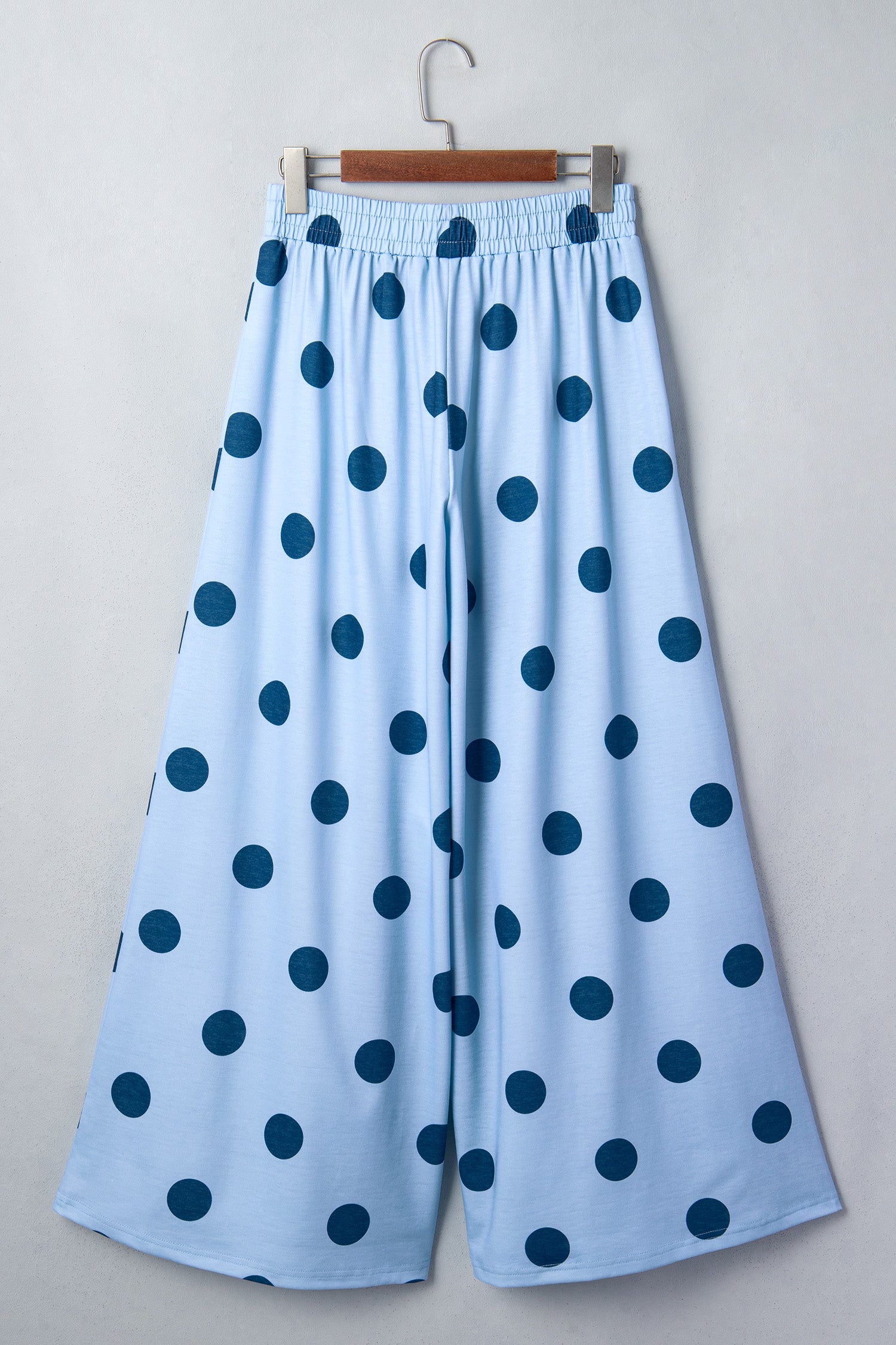 Khaki Polka Dot Wide Leg Elastic Waist Casual Pants